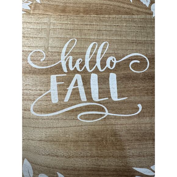 "Hello Fall" Themed Wooden Lazy Susan Holiday Table Decor Thanksgiving Autumn - Picture 5 of 6